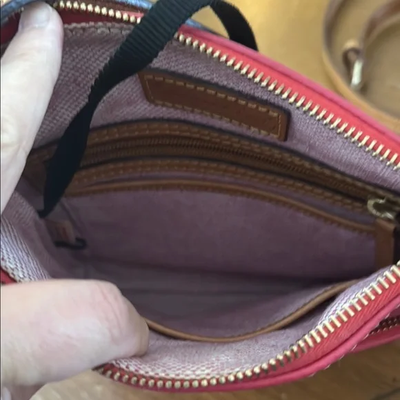 Dooney & Bourke Fuchsia Pink & Brown Leather Convertible Shoulder Crossbody Bag - Picture 11 of 16